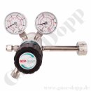 Flaschendruckminderer 6.0 - 230 bar - DIN 477 Nr.6 / W21,8x1/14" - Argon Helium CO2 - 2-stufig - 0,2 bis 3 bar AbsolutDruck regelbar vakuumtauglich - Ausgang: KRV 6mm - Messing verchromt - GCE DRUVA FMD52214