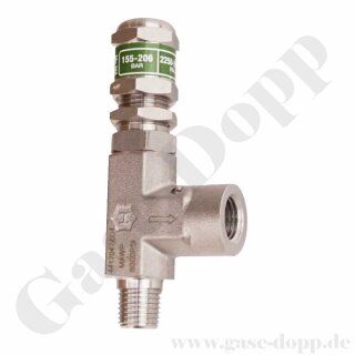 Sicherheitsüberdruckventil - einstellbarer Ansprechdruck 155 - 206 bar - IN 1/4" NPT AG - OUT 1/4" NPT IG - Edelstahl