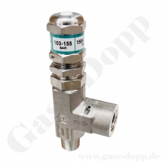 Sicherheitsüberdruckventil - einstellbarer Ansprechdruck 103 - 155 bar - IN 1/4" NPT AG - OUT 1/4" NPT IG - Edelstahl