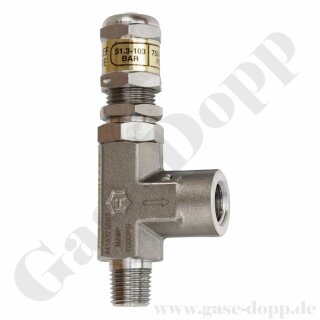 Sicherheitsüberdruckventil - einstellbarer Ansprechdruck 51 - 103 bar - IN 1/4" NPT AG - OUT 1/4" NPT IG - Edelstahl