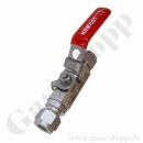 Kugelhahn Edelstahl max. 135 bar - beidseitig 10 mm DoppelKlemmringverschraubung - mit Sperrvorrichtung