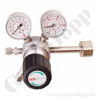 Flaschendruckminderer Stickstoff 200 bar 1-stufig bis 6,0 bar regelbar - Anschluss W24,32 x 1/14" DIN 477-1 Nr.10 - Ausgang: KRV 6mm - Messing verchromt 6.0 - GCE Druva CPLH0SJ