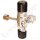 Flaschendruckminderer Stickstoff 200 bar 2-stufig bis 3,0 bar regelbar - Anschluss W24,32 x 1/14" DIN 477-1 Nr.10 - Ausgang 1/4" KRV - Messing verchromt 6.0 - GCE Druva CPLH0DJ