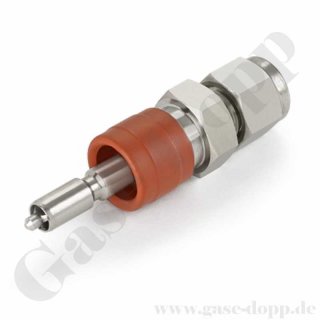 Schnellkupplung QC4 - Stecker DESO (geöffnet - absperrend) - max. 206 bar / 204°C - Anschluss KRV 6mm - Edelstahl - HAM-LET