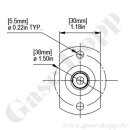 Wandadapter für Labor Entnahmedruckminderer - Eingang 1/4" NPT IG - Ausgang G 3/8" AG - Messsing - GASARC RSP00238