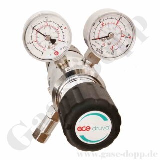 Reinstgasdruckminderer 300 bar - 0,1 bis 1 bar regelbar - 2-stufig - IN / OUT NPT 1/4" IG - 6 Port - Eingang Rechts - 3 m³/h - FKM - Messing verchromt 6.0 - GCE DruvaPUR CPLLVDJ