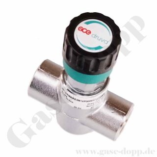 Regulierventil mit Absperrfunktion Membranventil - 50 bar - IN / OUT 1/4" NPT IG - 2 Ports - DN2 - Messing verchromt 6.0 - GCE DRUVA VPLDCMAR