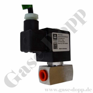 Magnetventil Edelstahl 2/2-Wege 0-6 bar beidseitig G 1/4" IG 5 mm PTFE direktgesteuert stromlos zu - 10W 230V - geeignet für Wasserstoff - explosionsgeschützt - Buschjost A52