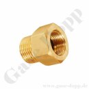 Reduzierung W21,8x1/14" LH AG x M19x1,5 LH IG - DIN 477-1 Nr.1 x DIN 477-1 Nr.14 - Pr&uuml;fgas / Brenngas 200 bar - L&auml;nge 30 mm - Messing