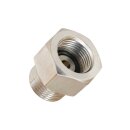 Reduzierung W21,8x1/14" LH AG x M19x1,5 LH IG - DIN 477-1 Nr.1 x DIN 477-1 Nr.14 - Pr&uuml;fgas / Brenngas 200 bar - L&auml;nge 30 mm - Messing