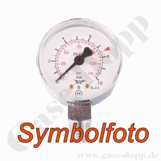 Manometer Ø 50 mm 0 - 80 bar / 50 bar - 1/4" NPT AG Anschluss (6 Uhr) - Messing verchromt