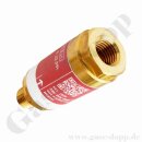 Sicherheitseinrichtung Flammenrückschlagsicherung Wasserstoff / Methan / Sauerstoff - IN 1/4" NPT AG / OUT 1/4" NPT IG - max. 12 bar - Messing - GCE Druva FS500 B000614