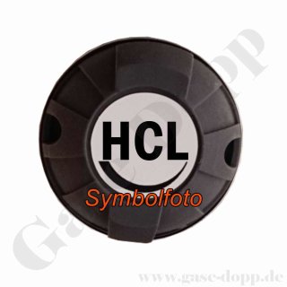 Aufkleber HCL = Chlorwasserstoff für Handrad Beschriftung Ø 21 mm