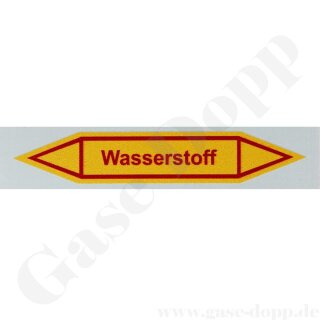 Aufkleber "Wasserstoff" Flussrichtung für Leitungsrohr Beschriftung - 70 mm x 12,5 mm