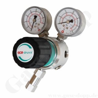 Reinstgasdruckminderer 200 bar - 0,5 bis 50 bar regelbar - 1-stufig - IN / OUT NPT 1/4 IG - 6 Port - Eingang Rechts - Edelstahl 6.0 - GCE DruvaPUR CSLH0SJ