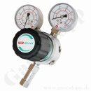 Leitungsdruckminderer bis 50 bar regelbar - Eingang max. 200 bar Rechts - 1-stufig - IN / OUT 1/4" NPT IG - 6 Port - mit Sicherheitsüberdruckventil FKM - Messing verchromt 6.0 - GCE Druva LPLH0SJ