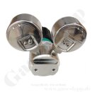 Leitungsdruckminderer bis 50 bar regelbar - Eingang max. 200 bar Rechts - 1-stufig - IN / OUT 1/4" NPT IG - 6 Port - mit Sicherheitsüberdruckventil FKM - Messing verchromt 6.0 - GCE Druva LPLH0SJ