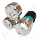 Leitungsdruckminderer bis 50 bar regelbar - Eingang max. 200 bar Rechts - 1-stufig - IN / OUT 1/4" NPT IG - 6 Port - mit Sicherheitsüberdruckventil FKM - Messing verchromt 6.0 - GCE Druva LPLH0SJ