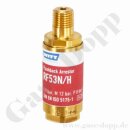 Sicherheitseinrichtung Flammenrückschlagsicherung Wasserstoff / Methan / Propan / Ethylen - IN 1/4" NPT AG / OUT 1/4" NPT IG - max. 12 bar - DIN EN ISO 5175-1 Messing - Witt RF53N/H