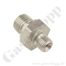 Doppelnippel G 1/4" AG x G 1/8" AG - beidseitig 60° konische Dichtfläche - 340 bar - Edelstahl