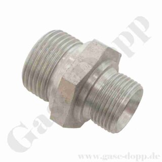 Doppelnippel G 1/2" AG x G 3/8" AG - beidseitig 60° konisch dichtend - 400 bar - Edelstahl