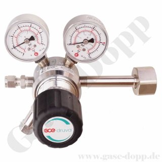 Flaschendruckminderer Sauerstoff synthetische Luft 200 bar 1-stufig bis 3,0 bar regelbar - Anschluss G 3/4" DIN 477-1 Nr.9 - Ausgang 1/4" NPT IG - Messing verchromt 6.0 - GCE Druva CPLH0SJ