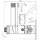 Labor Entnahmestelle auf Wandplatte mit Absperrventil und Flowmeter - 40 bar / 0,05 bis 4,0  l/min regelbar - für O2 kalibriert - Ein- und Ausgang G1/4" - für Wandaufbau - Messing verchromt 6.0 -  GCE Druva EMD 40006