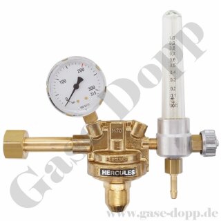 Prüfgas Druckminderer 200 bar / Flowmeter 0 - 1 l/min (Argon) - Eingang DIN 477 Nr.14 / M19x1,5 LH IG ÜM - Ausgang G 1/4" AG - Messing - nicht mehr lieferbar.