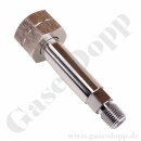 Flaschenanschluss DIN 477-1 Nr.1 - W21,8x1/14" LH x 1/4" NPT AG - Wasserstoff Brenngas Formiergas 200 bar - Sechskantanschluss - Länge 90 mm - Edelstahl spezialgereinigt und elektropoliert