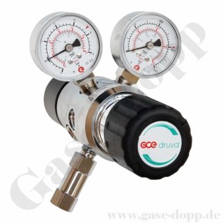 Reinstgasdruckminderer 300 bar - 0,5 bis 3 bar regelbar - 2-stufig - IN / OUT NPT 1/4 IG - 6 Port - Eingang Rechts - 20 m³/h - Messing verchromt 6.0 - GCE Druva CPLH0DJ