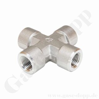 KreuzStück - 4 x Innengewinde 1/4" NPT IG - 455 bar - Edelstahl