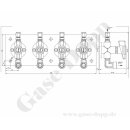 Membranabsperrventil Konsole mit 4 x Absperrventil Membranventil MVA500 200 bar - IN 6 mm KRV/ OUT 1/4" NPT IG - Edelstahl - GCE DRUVA