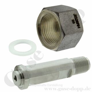 Flaschenanschluss JIS 26R W26x1/14" x 1/4" NPT AG - JIS B 8246 - Länge 2,5" 64 mm - 7.0 UHP - Edelstahl