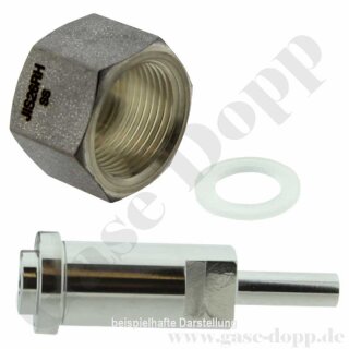 Flaschenanschluss JIS 26R W26x1/14"  x 1/4" RST / Tube Stub - JIS B 8246 - Länge 2,5" 64 mm - 7.0 UHP - BWO / BW - Edelstahl