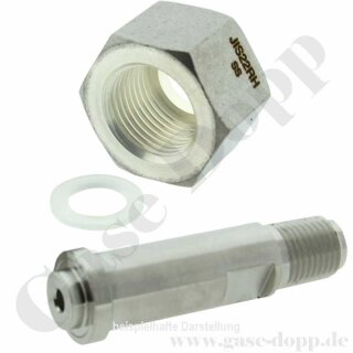 Flaschenanschluss JIS 22L W22x1/14" LH x 1/4" NPT AG - JIS B 8246 - Länge 2,5" 64 mm - 7.0 UHP - Edelstahl