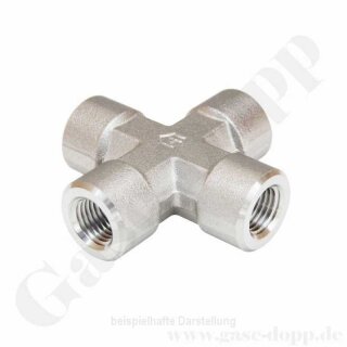 KreuzStück - 4 x Innengewinde 1/8" NPT IG - 400 bar - Stahl