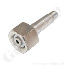 Flaschenanschluss Stickstoff - DIN 477-1 Nr.10 - W24,32x1/14" IG x 1/4" NPT AG - 200 bar - Sechskantanschluss - &Uuml;M innen Silber beschichtet - L&auml;nge 92 mm - Edelstahl silver platet