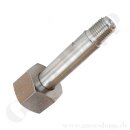 Flaschenanschluss Stickstoff - DIN 477-1 Nr.10 - W24,32x1/14" IG x 1/4" NPT AG - 200 bar - Sechskantanschluss - &Uuml;M innen Silber beschichtet - L&auml;nge 92 mm - Edelstahl silver platet