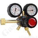 Flaschendruckminderer 200 bar - Wasserstoff Formiergas - 2-stufig - Eingang W21,8x1/14" LH DIN 477 Nr.1 - 0,5 bis 20 bar regelbar - Ausgang G 3/8" LH AG - max. 35 m³/h - Einsatz Laser Plasma Schneidanlagen - Messing - GCE ProStage PS0783131