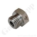 Adapter DIN 477-1 Nr.8 - W1" AG x 1/4" NPT IG - Chlor / Stickstoffmonoxid 200 bar - Edelstahl