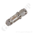 Rückschlagventil bis 207 bar - Öffnungsdruck 0,02 bar - bis 190°C - Eingang 1/4" RVS Ausgang 1/4" RVS - Länge 60 mm - FKM - Edelstahl - Ham-Let