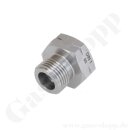 Reduzierung W21,8x1/14" LH AG x 1/4" NPT IG - DIN 477-1 Nr.1 - 200 bar - Edelstahl