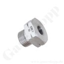 Reduzierung W21,8x1/14" LH AG x 1/4" NPT IG - DIN 477-1 Nr.1 - 200 bar - Edelstahl
