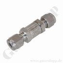 Rückschlagventil bis 207 bar - Öffnungsdruck 0,02 bar - bis 190°C - Eingang 6 mm RVS Ausgang 6 mm RVS - Länge 61 mm - FKM - Edelstahl - Ham-Let