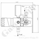 Labor Entnahmestelle auf Wandplatte mit Absperrventil - 40 bar - 0,5 - 10,5 bar regelbar - Eingang KRV 10 mm oben - Ausgang KRV 6 mm unten - FKM - Messing verchromt 6.0 - GCE DRUVA EMD 40006