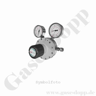 Flaschendruckminderer Schwefelwasserstoff 40 bar 1-stufig bis 1,3 bar regelbar - Anschluss DIN 477-1 Nr. 5 / W1" LH - Ausgang 1/4" NPT - Spülventil - Drossel und Absperrventil - EPDM - Edelstahl 6.0 - GCE Druva LSBPVSJ