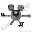 Flaschendruckminderer Schwefelwasserstoff 40 bar 1-stufig bis 1,3 bar regelbar - Anschluss DIN 477-1 Nr. 5 / W1" LH - Ausgang 1/4" NPT - Spülventil - Drossel und Absperrventil - EPDM - Edelstahl 6.0 - GCE Druva LSBPVSJ