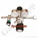 Flaschendruckminderer Ammoniak 60 bar 2-stufig bis 1 bar regelbar - Anschluss W21,8x1/14" IG ÜM DIN 477-1 Nr.6 - Ausgang 1/4" NPT IG mit Absperrventil - EPDM - Edelstahl 6.0 - GCE Druva CSLHESJ