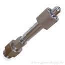 Flaschenanschluss Adapter W24,32x1/14" AG x W21,7x1,814 IG ÜM - AFNOR C x DIN477-1 Nr.10 - Argon Helium Stickstoff CO2 - Länge 150 mm - 200 bar - mehrteilig gedichtet - Edelstahl / Messing verchromt
