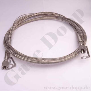 Edelstahlwellschlauch DN6 300 bar - Anschl&uuml;sse beidseitig M16x1,5 IG - S8 DKOS - Fangseil + Knickschutzfeder - L&auml;nge 3,0 m